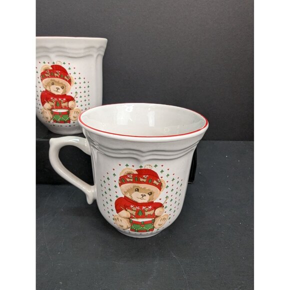Vintage Tienshan Stoneware Theodore Bears Navidad 8 Oz Coffee Tea Cups Lot of 3 - Picture 4 of 8